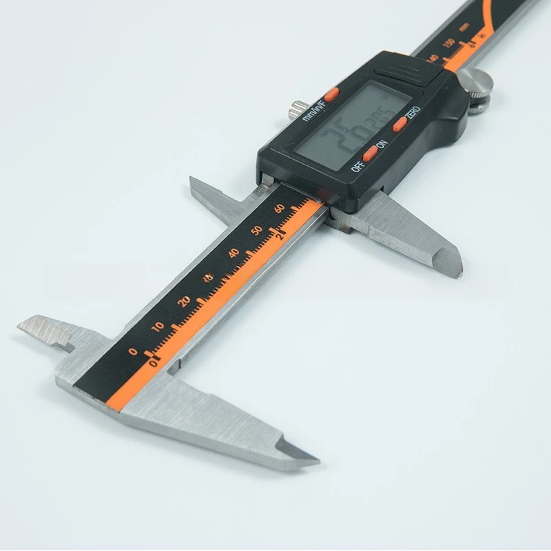 Orange Housing Digital Vernier Caliper, Fraction Readout High Precision Measuring Tool for Workshop Inspection