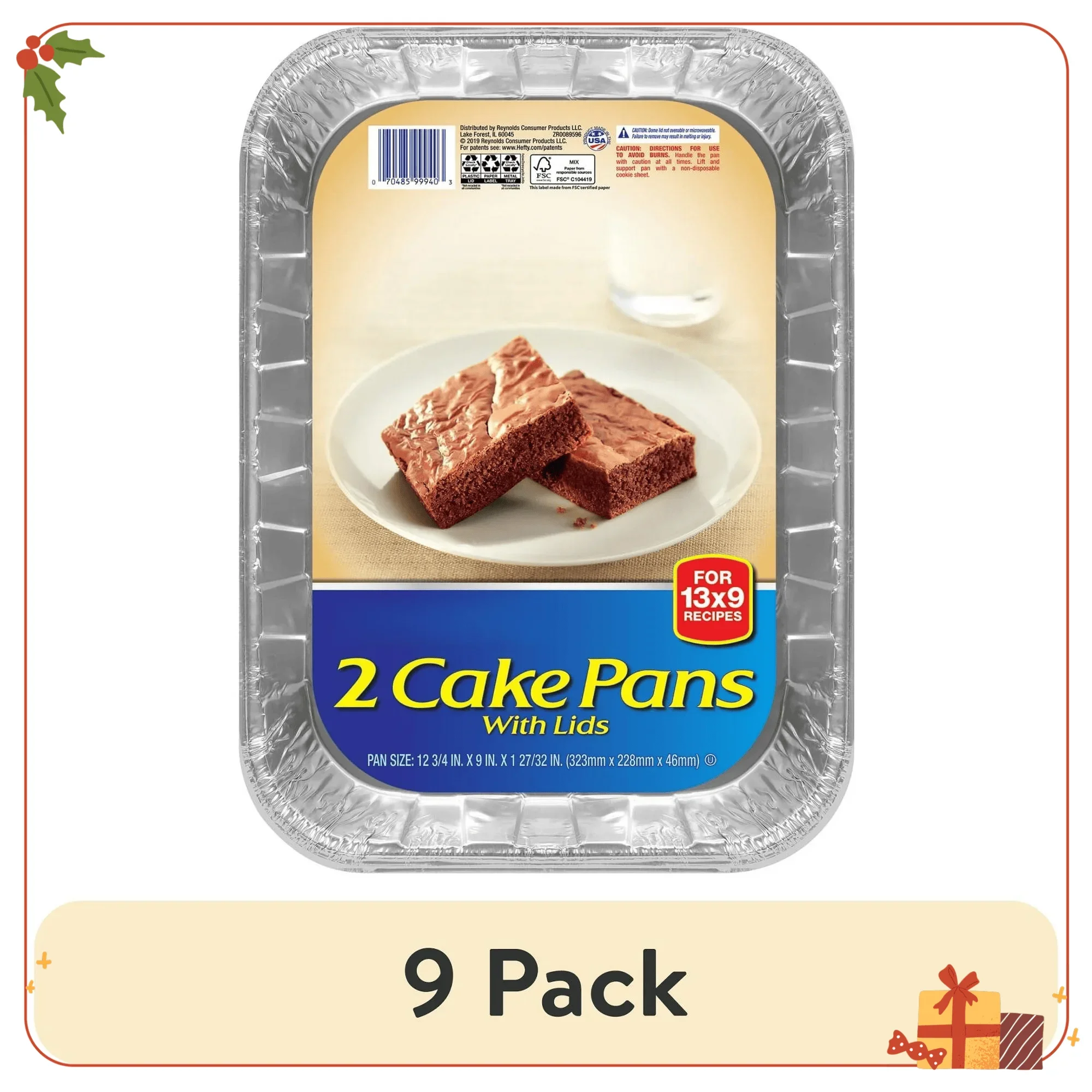 

(9 шт.) Одноразовые формы для тортов с крышками, 13 x 9 дюймов, 2 шт.