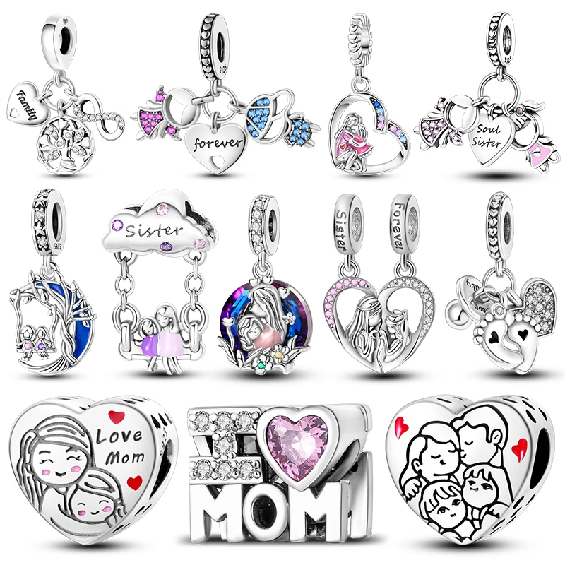 

Подвески 925, оригинальные подвески в виде сердца для семьи, дружбы, подвески, бусины, подходят для браслета, ожерелья, женские роскошные ювелирные изделия «сделай сам», вечерние, прекрасный подарок