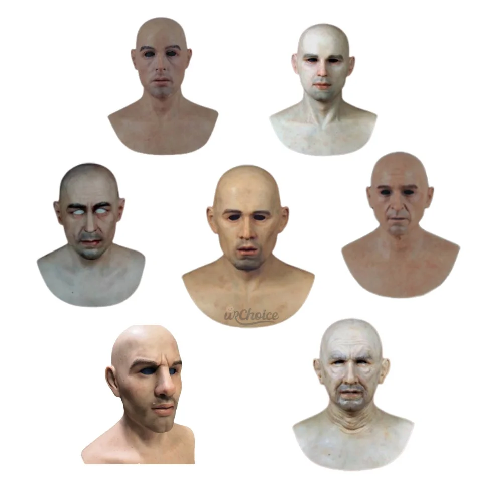 Realistic Natural Skin Texture Silicone Full Face Masque for Men Masculine Beard Hair Cover for Crossdress Beauty Personal Care