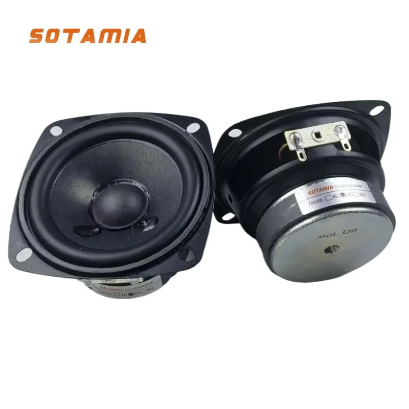 SOTAMIA 2Pcs 3 Inch Full Range Speaker 6 Ohm 10W HiFi Music Home Audio Power Loudspeaker DIY Bluetooth Speaker