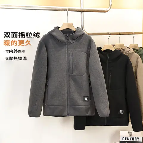 उच्च गुणवत्ता वाले पुरुषों के फैशनेबल, शांत और बहुमुखी ठोस रंग आकस्मिक और बहुमुखी शरद ऋतु और सर्दियों ऊन हुड वाली जैकेट 10 best sales ठंडी जैकेट - №9