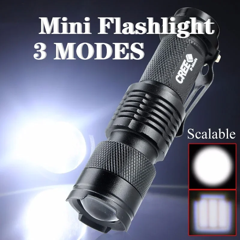 

Светодиодный фонарик, 3 режима, уличный водонепроницаемый мини-фонарик Q5, блики, использование аккумулятора, 5 Вт, светодиодный фонарик, портативное наружное освещение