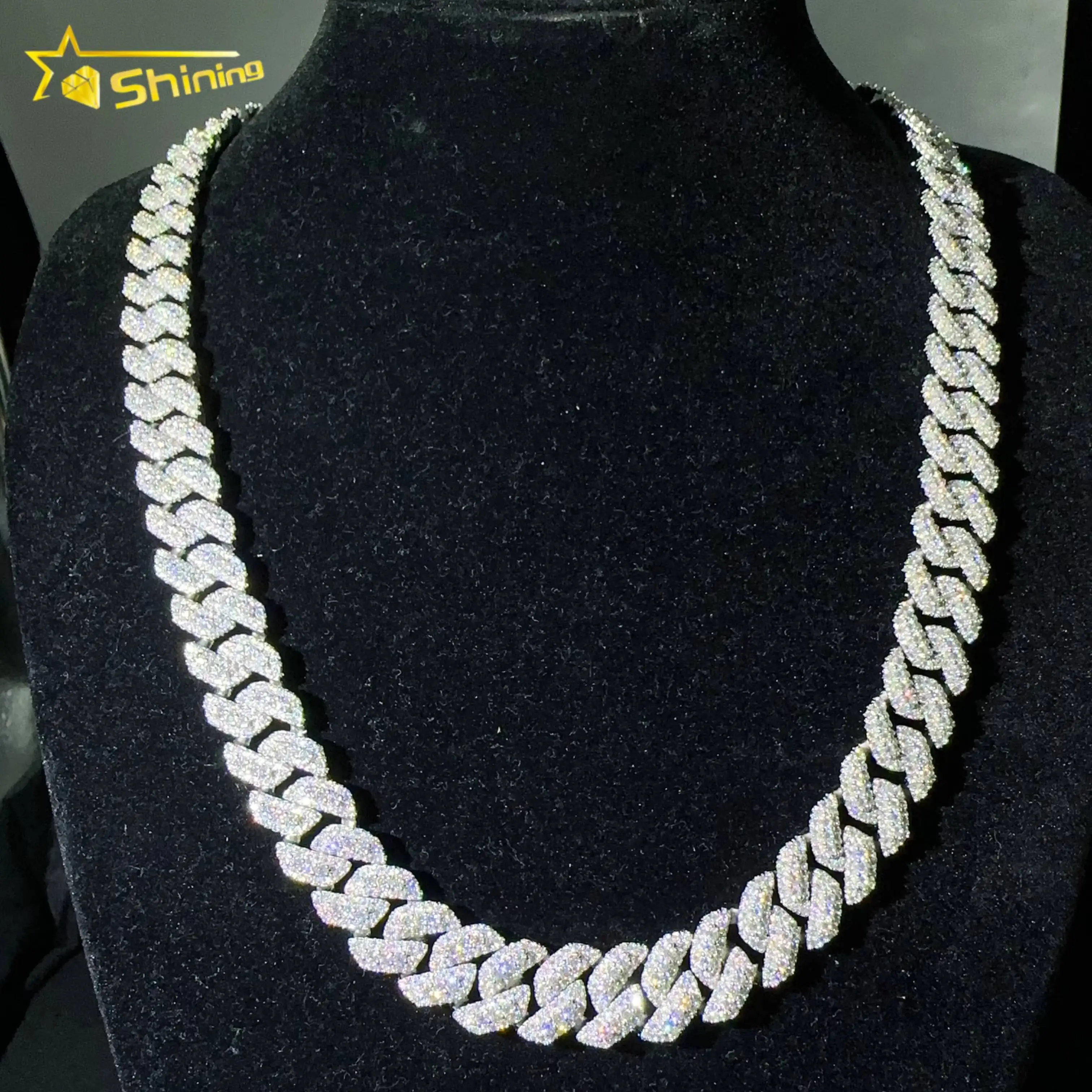 Pass Tester VVS Moissanite Lab Diamond Silver 925 Necklace Chain Hip Hop Iced Out Jewelry 10mm Miami Cuban Link Bracelet Chain