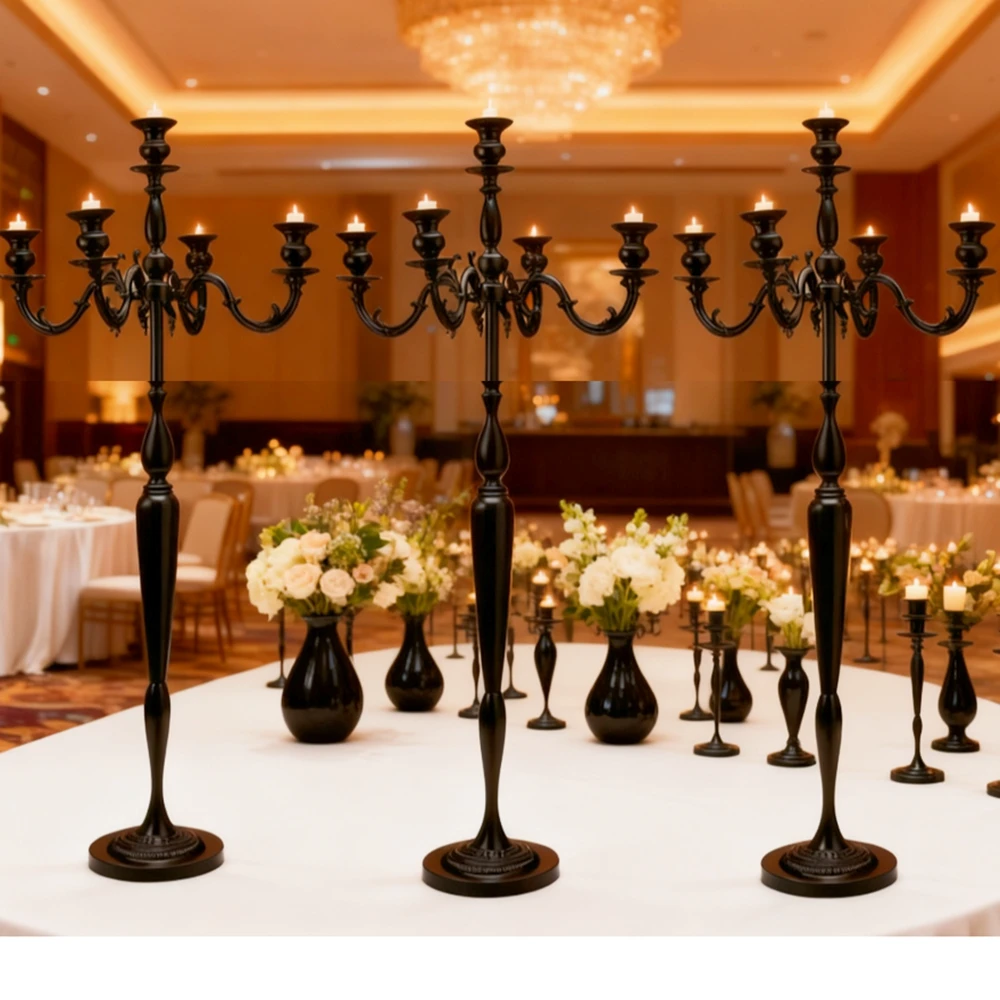 

4 шт. (150 см) Черные свадебные подсвечники-люстры для центральных композиций, декораций для свадебного фона, украшений для столов, канделябры