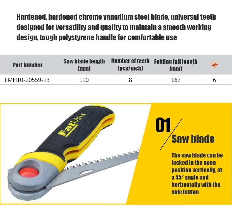 STANLEY FMHT0-20559-23C Fatmax Folding Saw Hand Tools Woodworking Saws Garden Hand Saws Cutting Tools 6 in