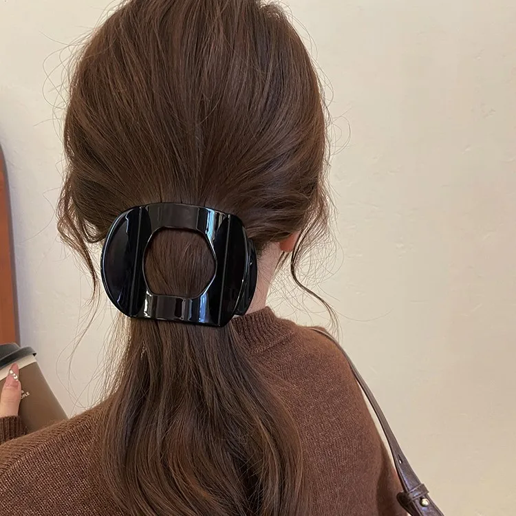 Neue flache Haarspangen: Koreanische Haaraccessoires aus Acetat für Damen – Löffel-Krabben-Haarspange, Leoparden-Haarspange, schlichte Kopfbedeckung – Detail 5