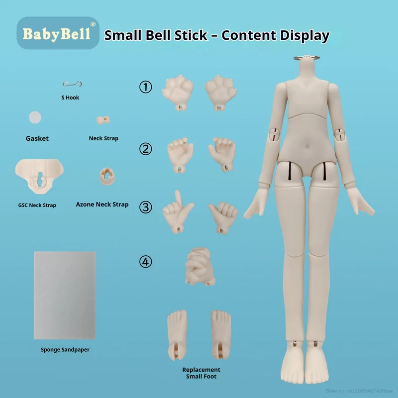 18cm BabyBell 1/8 BJD Doll Body Movable Jointed Action Figure With Replaceable Hands Feet Compatible GSC Head Shell Collectors