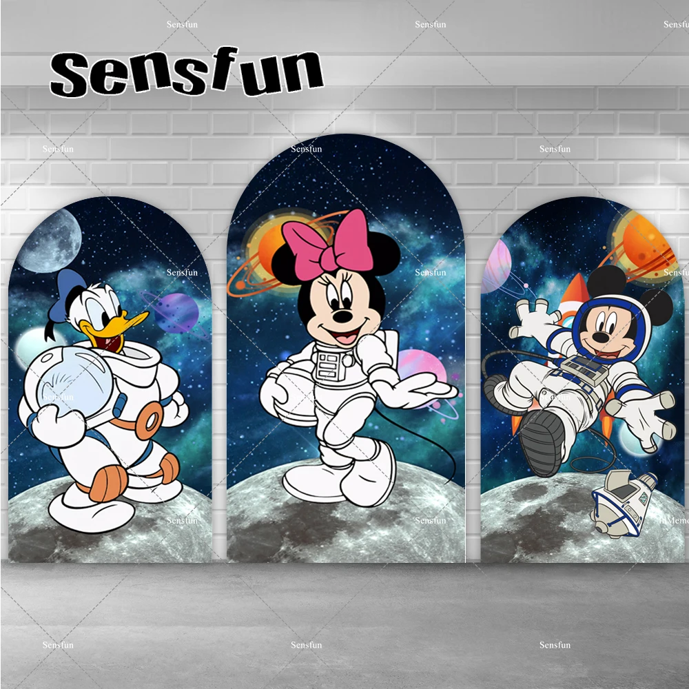 

Mickey Minnie Donald Duck Astronaut In space Arch Backdrop Cover Universe Starry Sky Chiara Wall Background Outer Space Banner