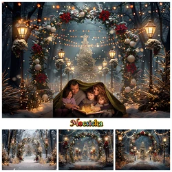 Christmas Tree Big Background For Photography Outdoor Lamp Forest Backdrop Stand Party Baby Shower Decoration Fond Photo Studio