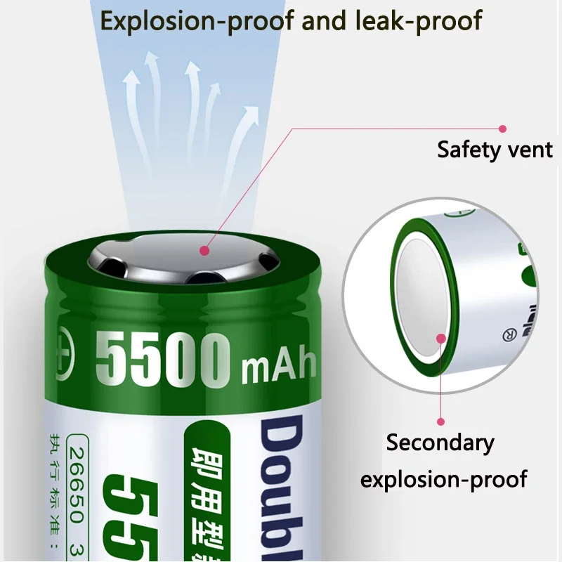 Batería recargable de litio para cigarrillo electrónico, capacidad Real 26650, 3,7 V, 5000mAh, para linterna, megáfono, 26650