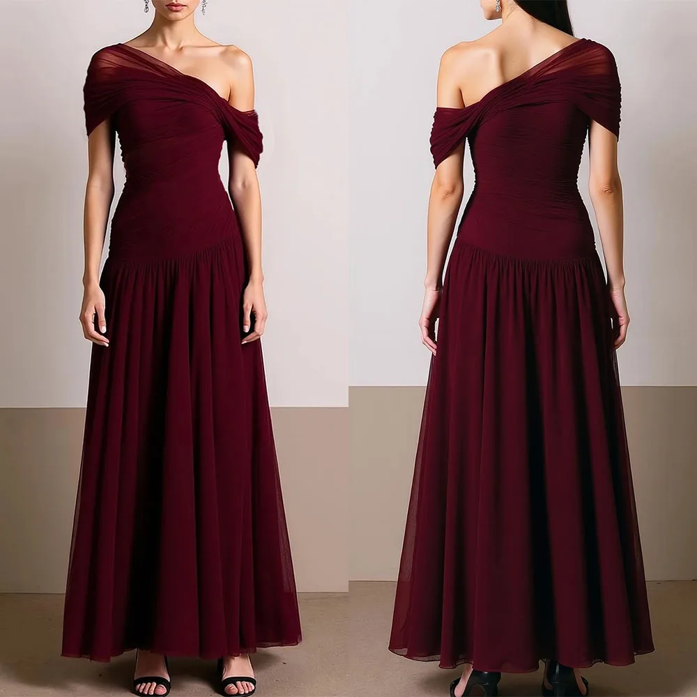 

High Quality Customized One Shoulder Ankle Length Backless Off Shoulder A-line Kate Middleton Dress Vestidos De Gala Robe Satin
