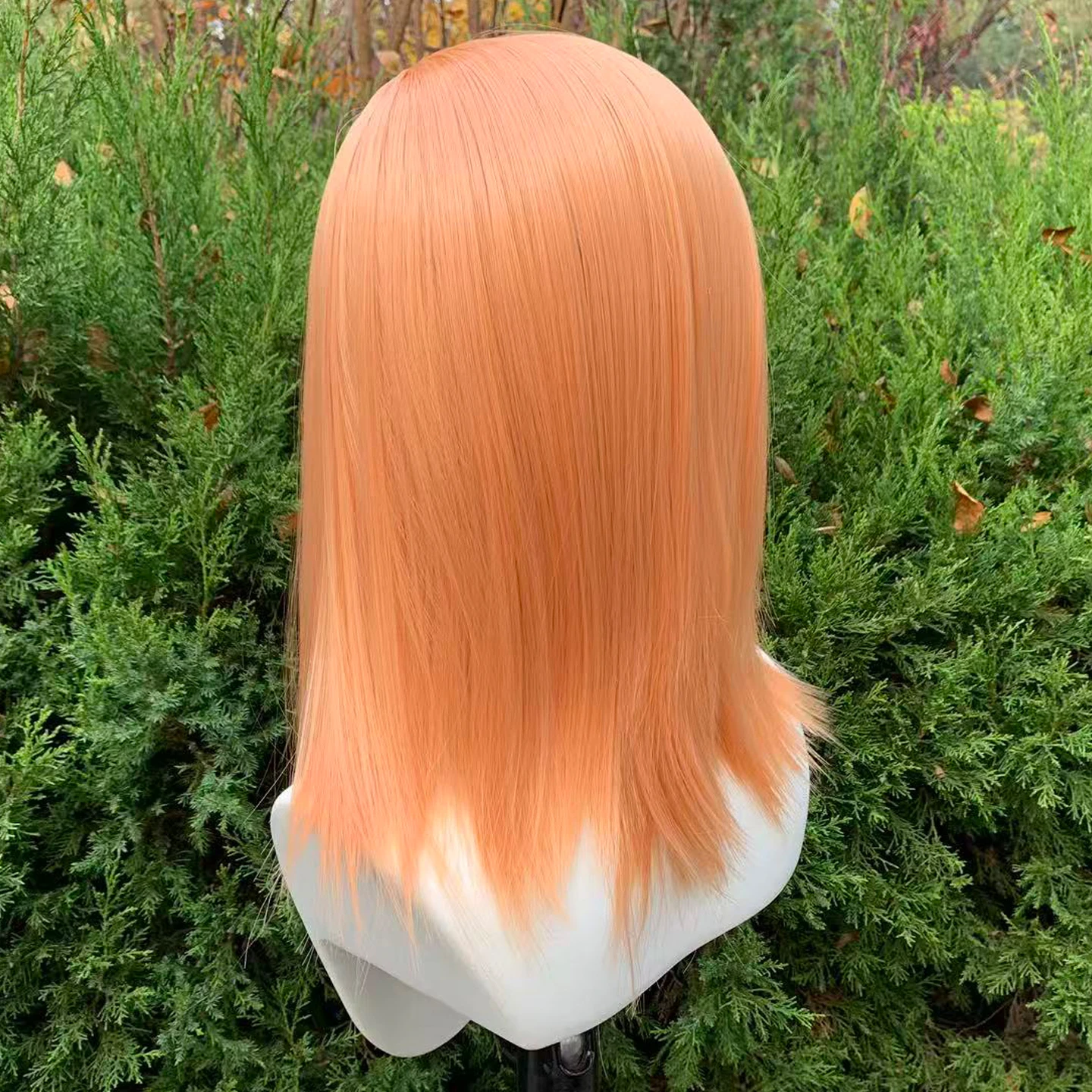 Pink Orange 13X4 Short Lace Front Wig Glueless Synthetic Lace Front Wig for Women Shoulder Length Straight Wig 150% Density