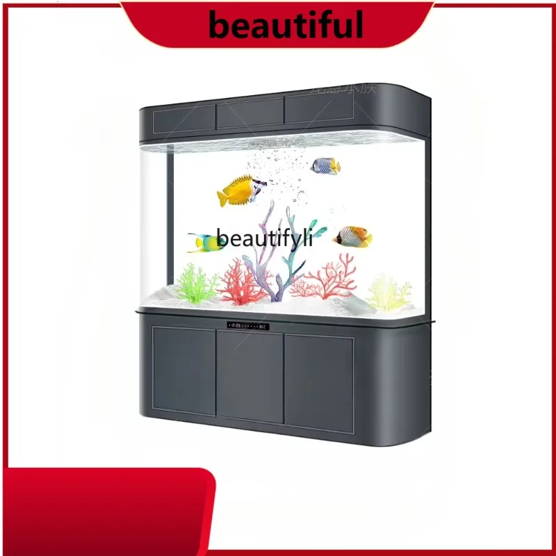 Hallway Bottom Filter Fish Tank Hot Bending Integrated Molding Living Room Home Wall Intelligent Large Aquarium  H