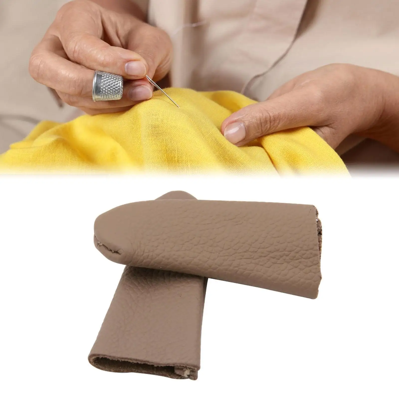 PU Leather Needlework Finger Guards Handmaking Thimble Pads Thumb Protection Sleeve for Knitting Craft