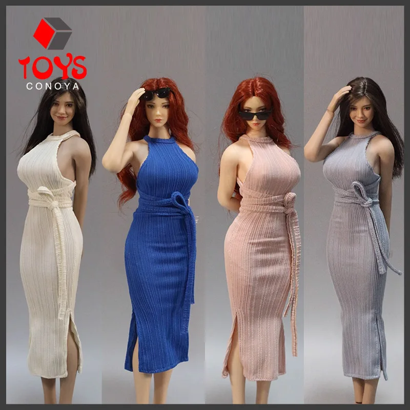 In Stock DMTOYS 1/6 Scale Strapless Hip Evening Long Dress Clothes Model Fit 12-inch Female Solider Action Figure Body Doll