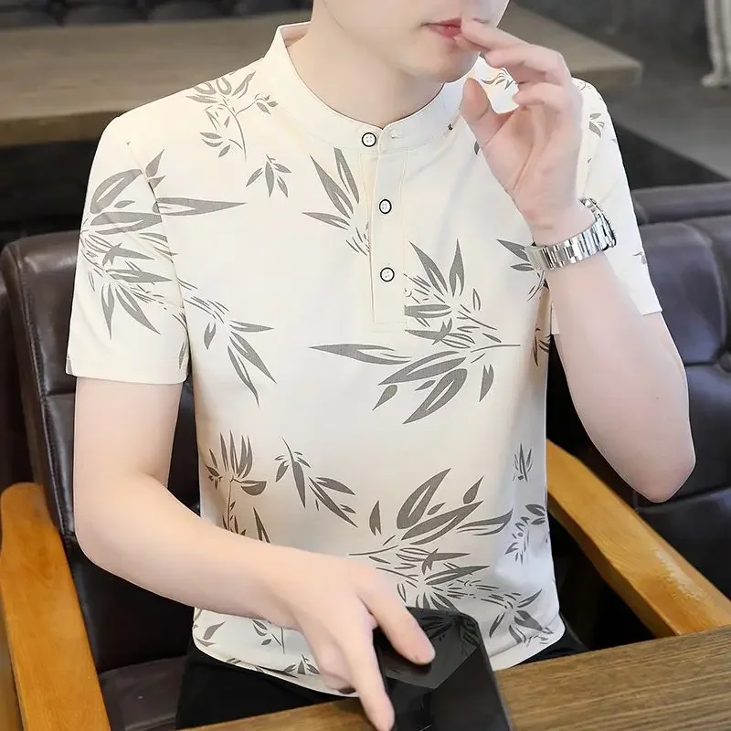 

White Skinny Print Black Green with Collar T Shirt for Men Xl Smooth Party Cheap Tops Quick-drying Original Kpop Man Polo Shirts