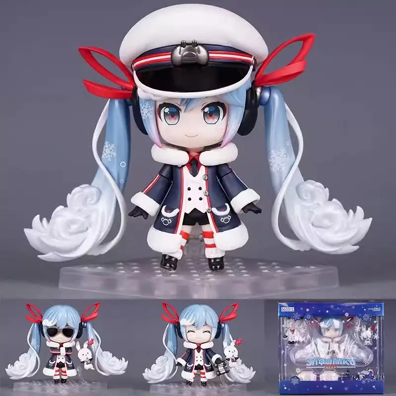 10-センチメートル初音ミク-q-バージョン-1800-雪ミクアニメアクションフィギュア交換可能な顔人形像デスクトップ装飾品コレクトモデルギフト