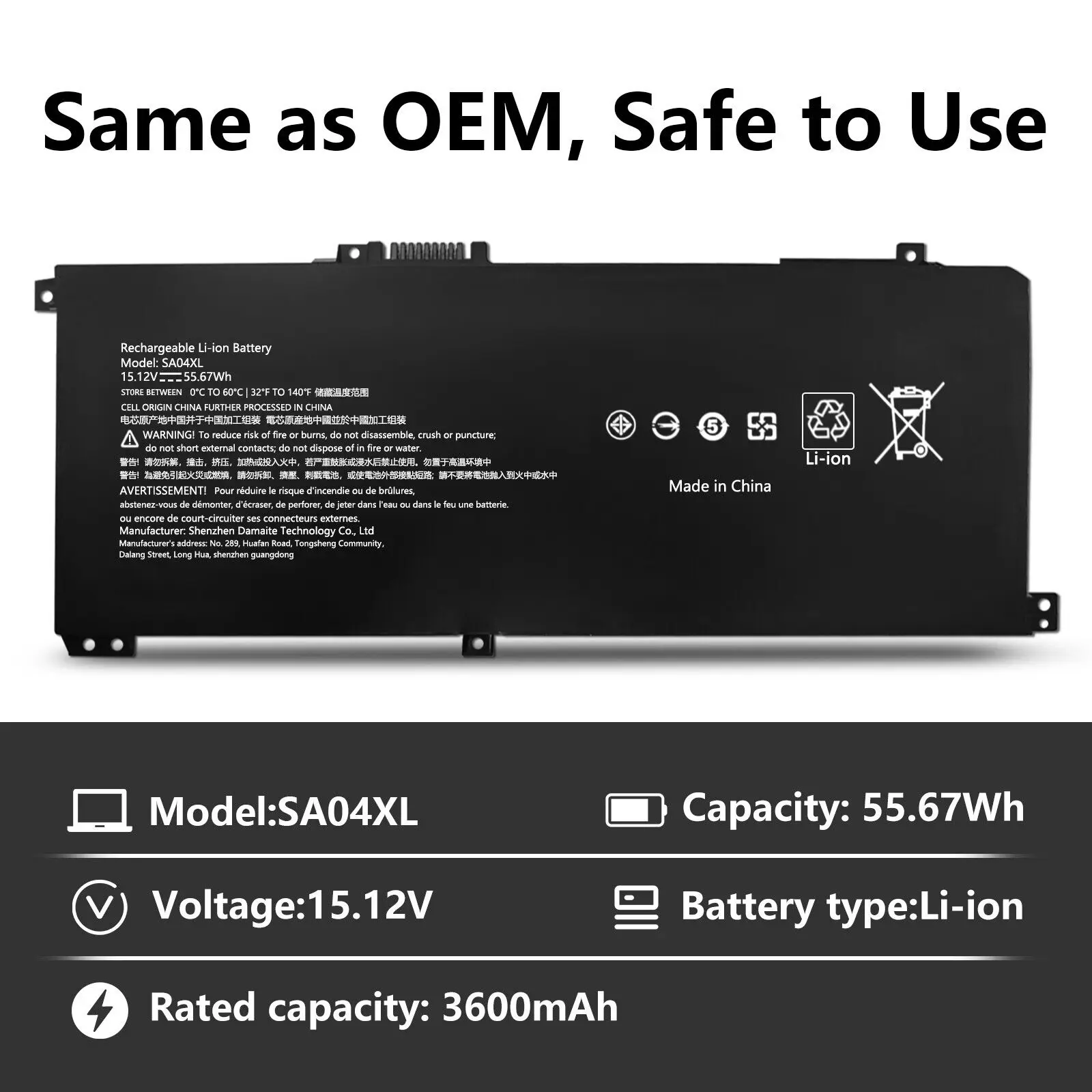 SA04XL Laptop Battery For HP Envy X360 15-DR 15-DR0010TX Series HSTNN-OB1F HSTNN-OB1G HSTNN-UB7U L43248-541 L43248-AC1