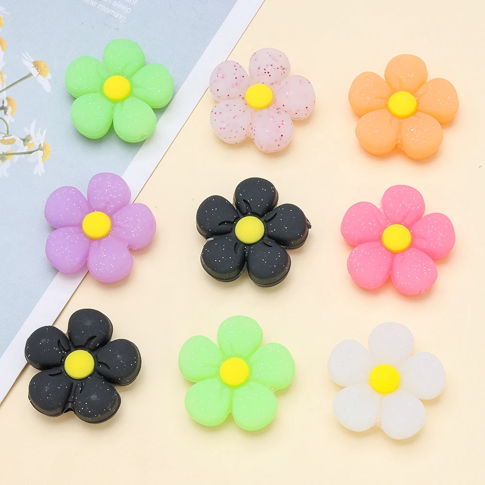 7Pcs Silicone Bead Flower Focus Beads BPA Free For Food Grade Baby Pacifier Chain DIY Bracelet Necklace Making