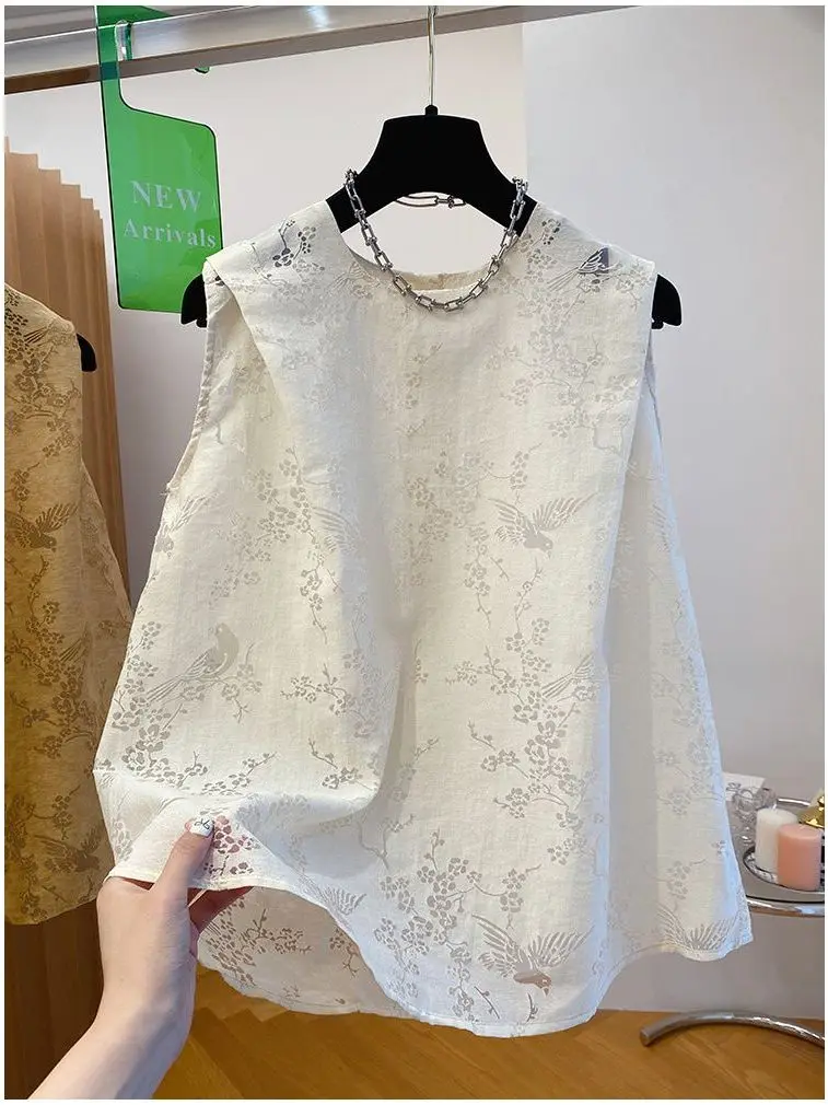 

plus Size Lace Embroidery Sleeveless Vest Hollow out Casual Summer Top for Heavy Women Breathable Comfortable Korean Style