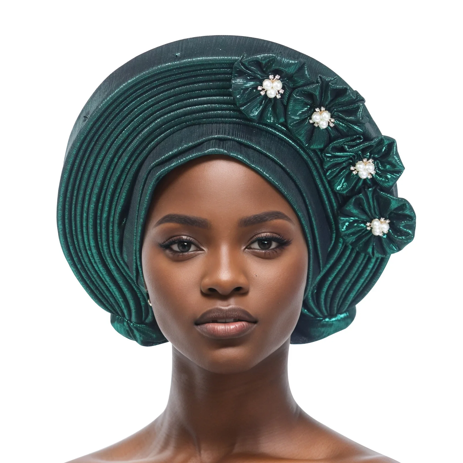

African Women Auto Gele Headtie Nigeria Weeding Geles Party Headpiece Nigeria Head Wraps Female Turban Cap Hijab Bonnet Flower