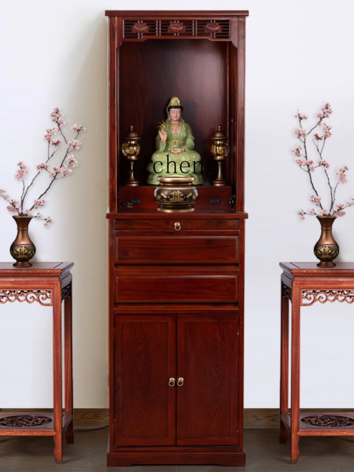 XL New Chinese Style Solid Wood Buddha Niche Buddha Cabinet Clothes Closet Household Altar Cabinet