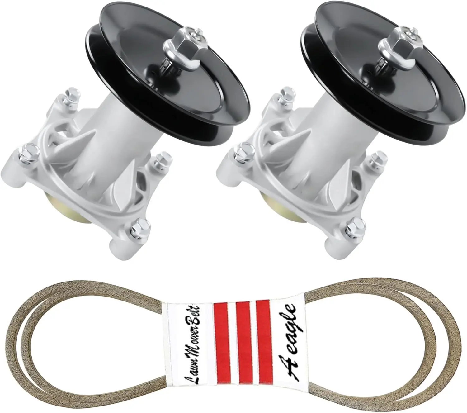 

46" Deck Spindle Kit for Riding Mowers, Includes 2 Spindles, 2 Pulleys, and 106" Belt
