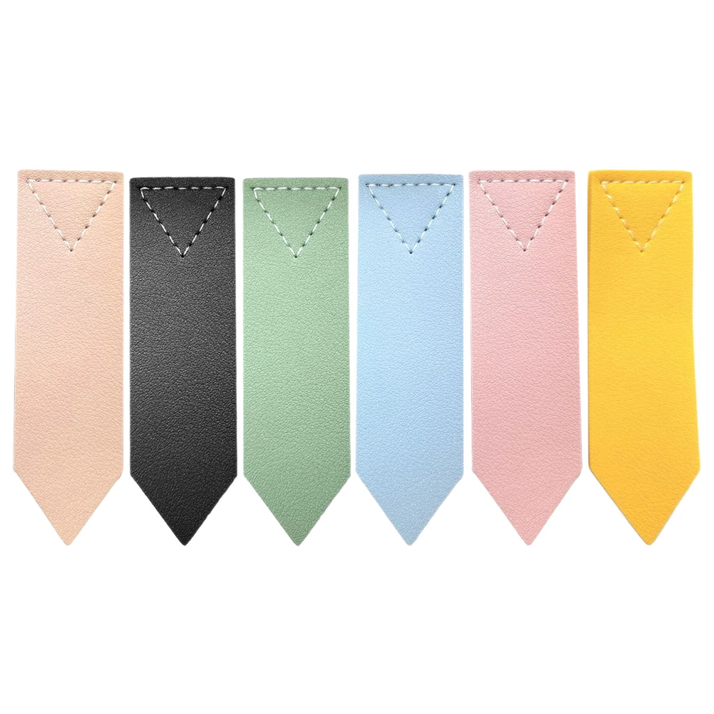 

6 Pcs Colored Bookmarks PU Material Reading Markers Simple Design Bright Colors Unique Shape Portable Student
