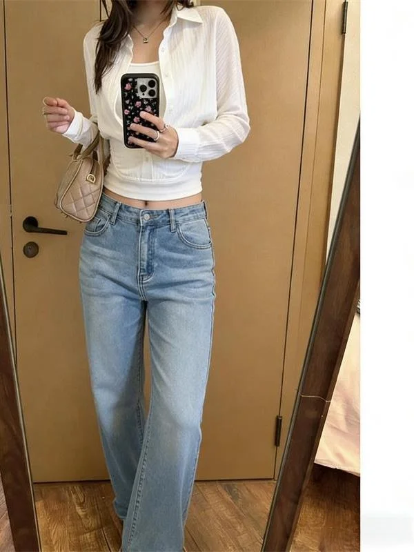 

Elegant White Shirt Women's Slim Fit Long Sleeve Top Casual Style Waist-Cinching Design Spring Summer Fashion Trend