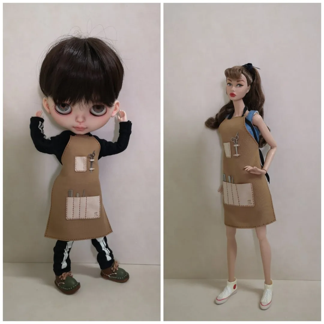 

1:6 Miniature Metal Hair Clipper Set Comb Scissors Apron Dollhouse Model Furniture Bjd Blyth Soldier Lol dolls Accessories Decor