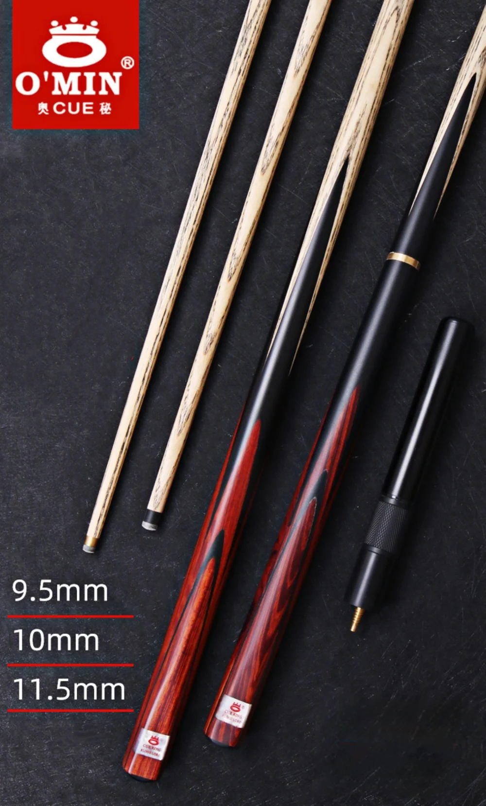 

OMIN 57" Blood Evil Snooker Billiard Pool Cue Stick 9.5/10/11.5mm+Extender+Case Set