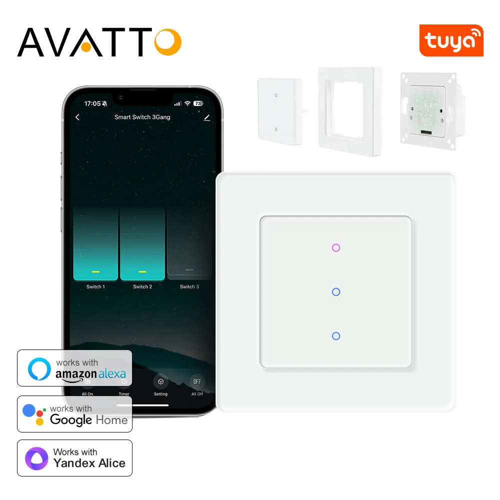 

AVATTO Tuya Wi-Fi умный выключатель света моторизованные жалюзи переключатель жалюзи сенсорный стеклянный переключатель работает с Alexa Google Home