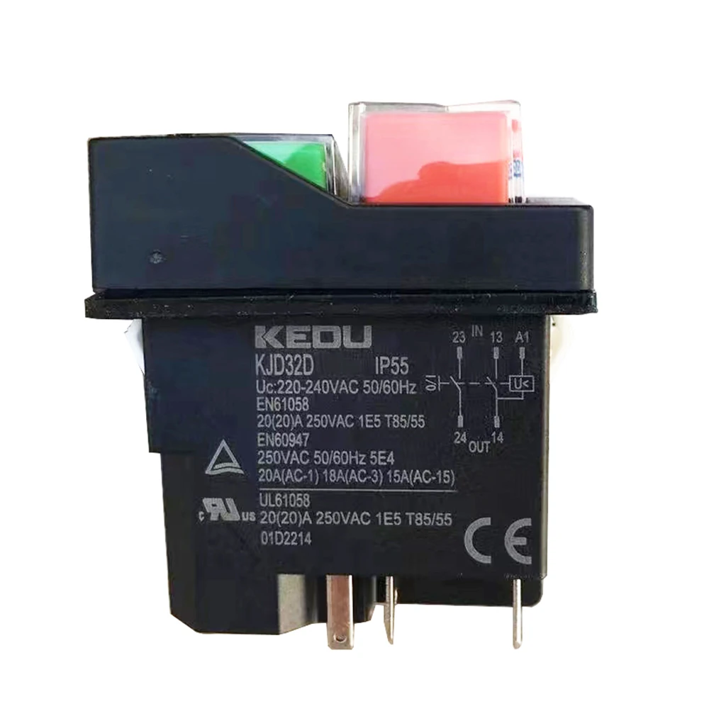 Kedu 250v Interruptores Eletromagnéticos à Prova Impermeável Água para Ferramentas Elétricas de Broca Magnética Acessórios Pinos Kjd32d