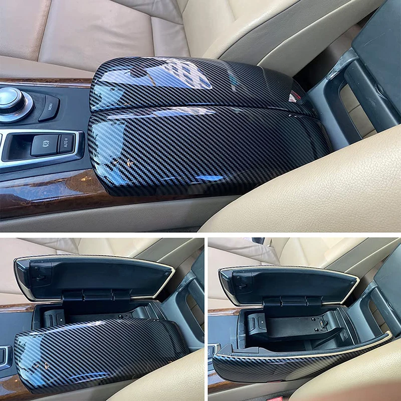 LHD RHD Car Center Armrest Console Box Trim Cover Carbon Fiber Look For BMW X5 E70 2007-2013 / X6 E71 2008 2009 2010 2011-2014