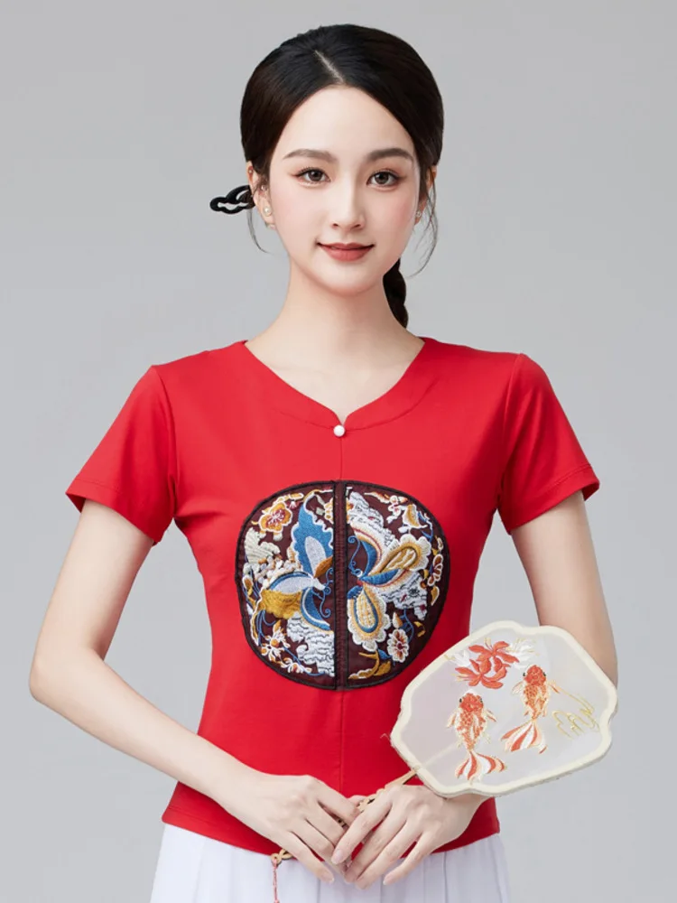 Feminino bordado decote em v manga longa topo e saia de cintura alta 2 peça conjunto traje de dança moderna palco desempenho prática outfit