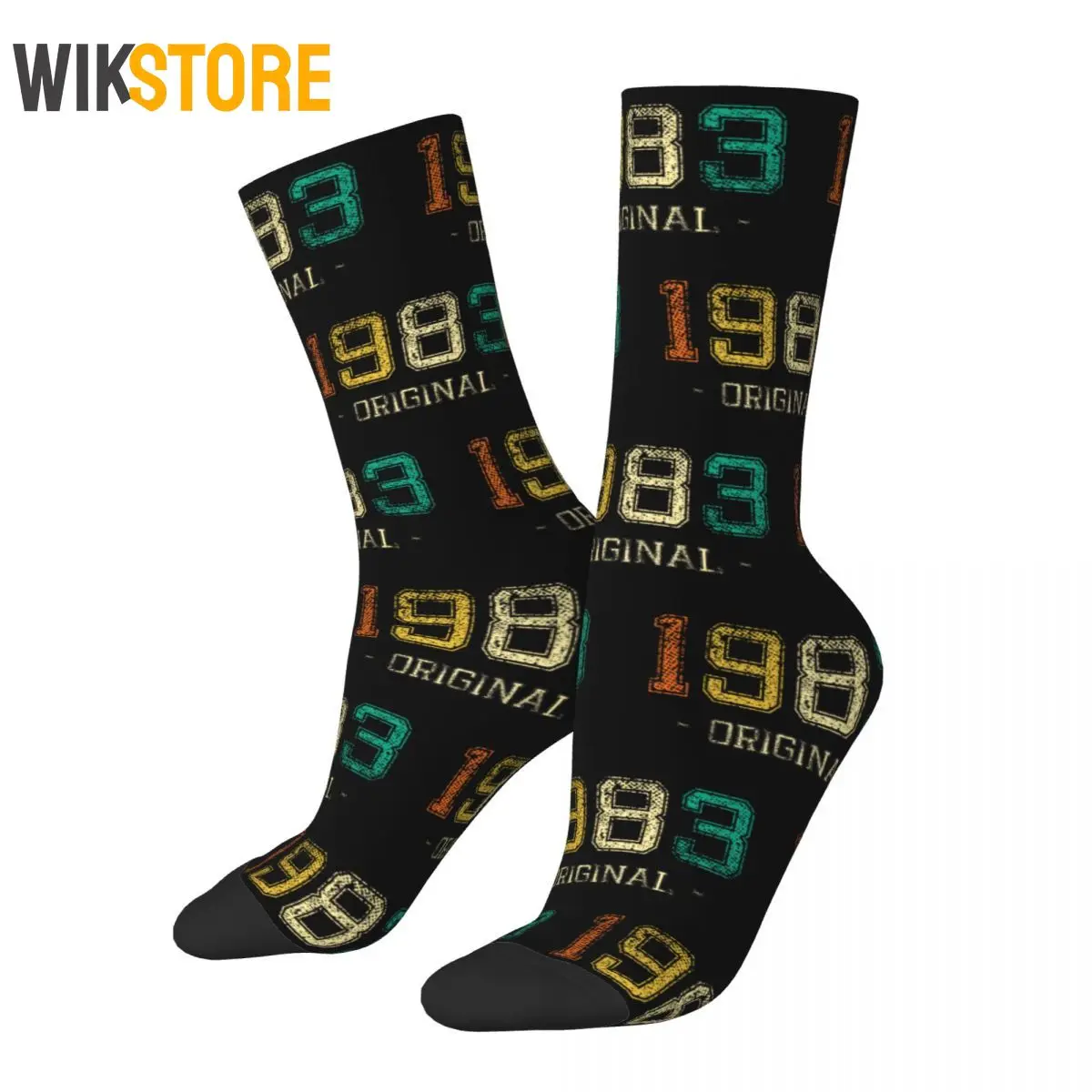 

Original Born In 1983 Socks Men Women Fashion 40 Years Old Socks Crazy Spring Summer Autumn Winter Middle Tube Breathable Sock