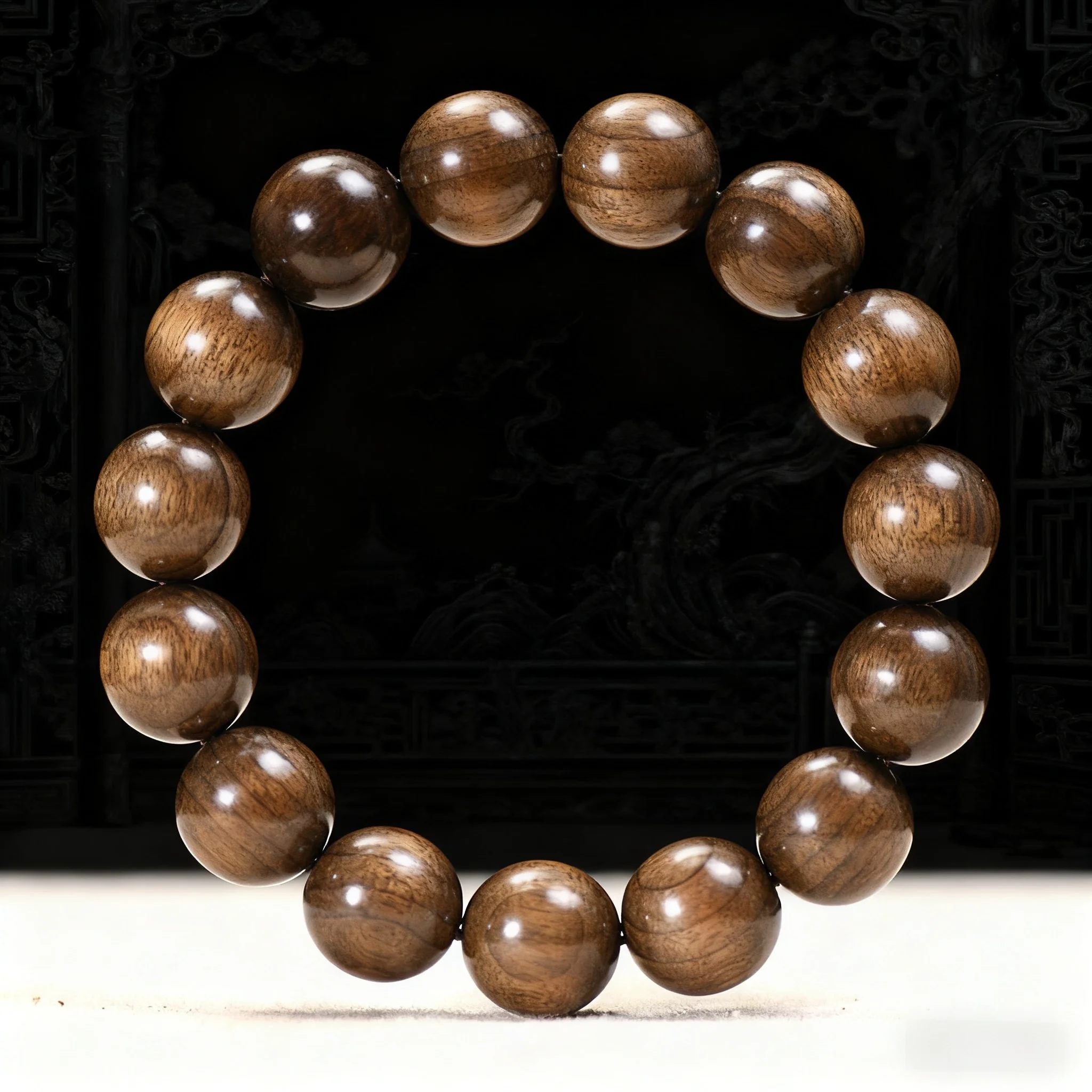 

Sichuan Golden Phoebe Dark Wood Old Material Round Style Wenwan Jewelry Bracelet Golden Phoebe Wood Bracelet Gifts