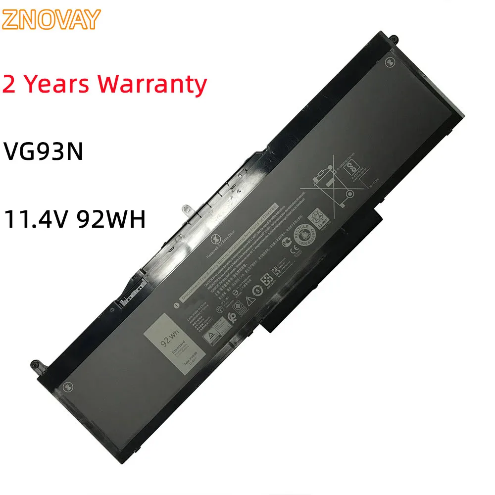 

ZNOVAY VG93N Laptop Battery For DELL Precision 15 3520 3530 For DELL Latitude 5591 5495 5590 5580 5490 5480 Series 11.4V 92WH