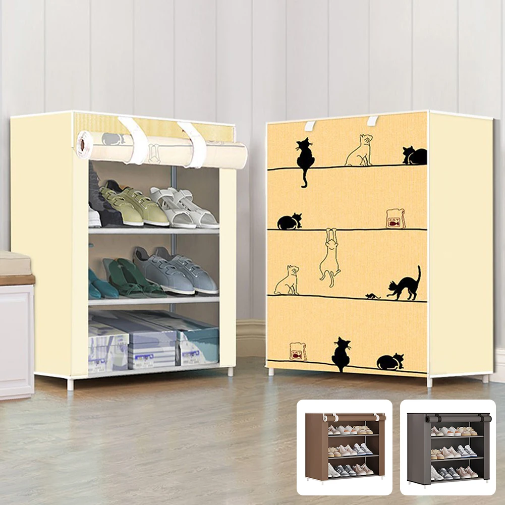 4 Layers Shoes Rack With Dustproof Cloth Non-Woven Fabric Shoe Stands Organizer Closet Home Shoes Storage Holder Shelfs