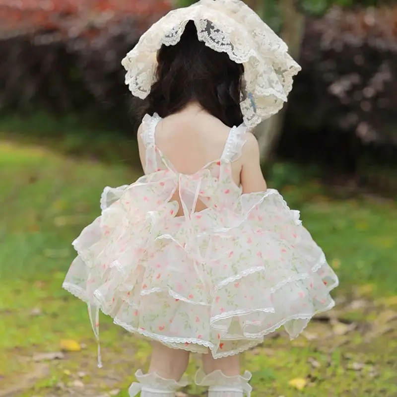 Baby Girl Spanish Princess Tutu Dress Child Vintage Floral Vestido Lolita Party Birthday Pageant Costume Boutique Clothes 1-8Yrs