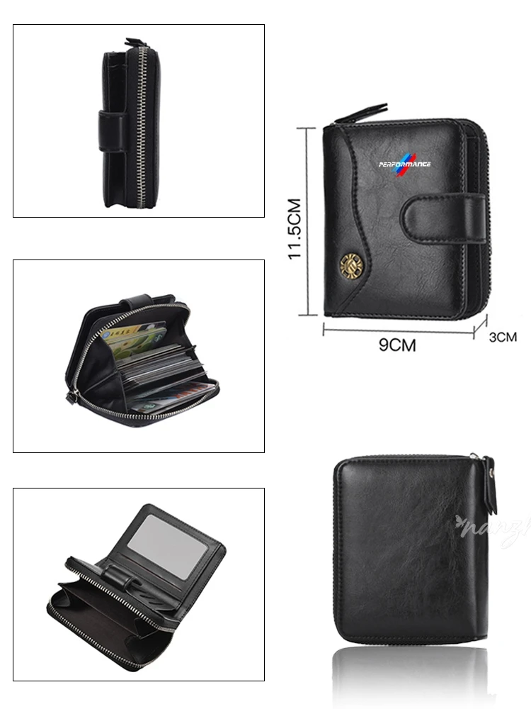 Vintage Tower Buckle Wallet Wallet Bank Card Coin Purse For BMW Performance M5 F25 F26 F15 F16 E90 E91 E92 E60 E84 F13 Key Bag view 2