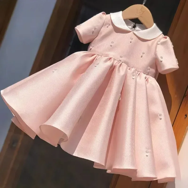 

First Birthday Party Ceremonial Vestido Matching Children Evening Princess Pink Girls Infant Wedding Kids Gown Dresses For Baby