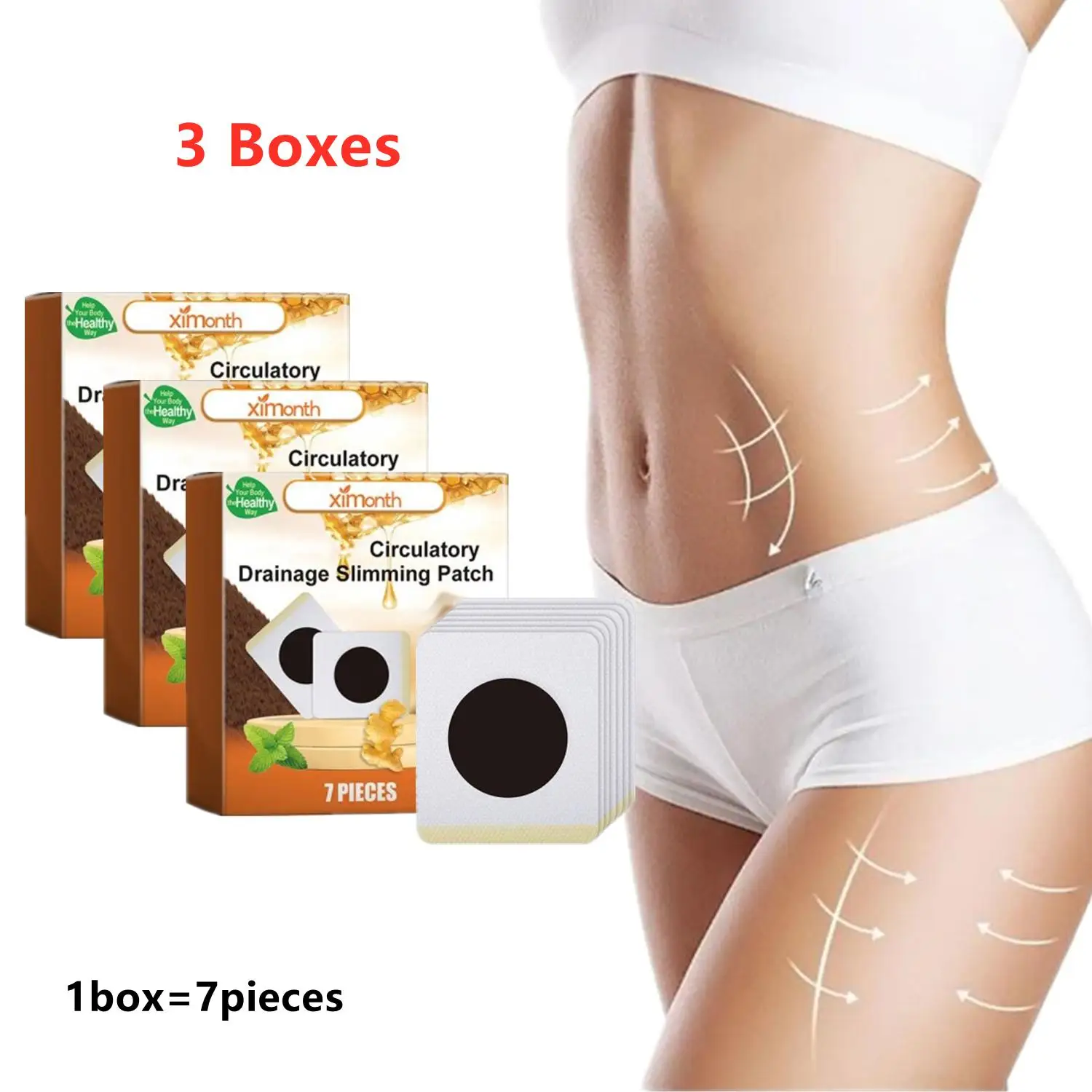 

3 Box Bee Circulatory Drainage Slimming Patch Weight Loss Fat Burning Patch Belly Slim Patches Stomach Sticker Health Care