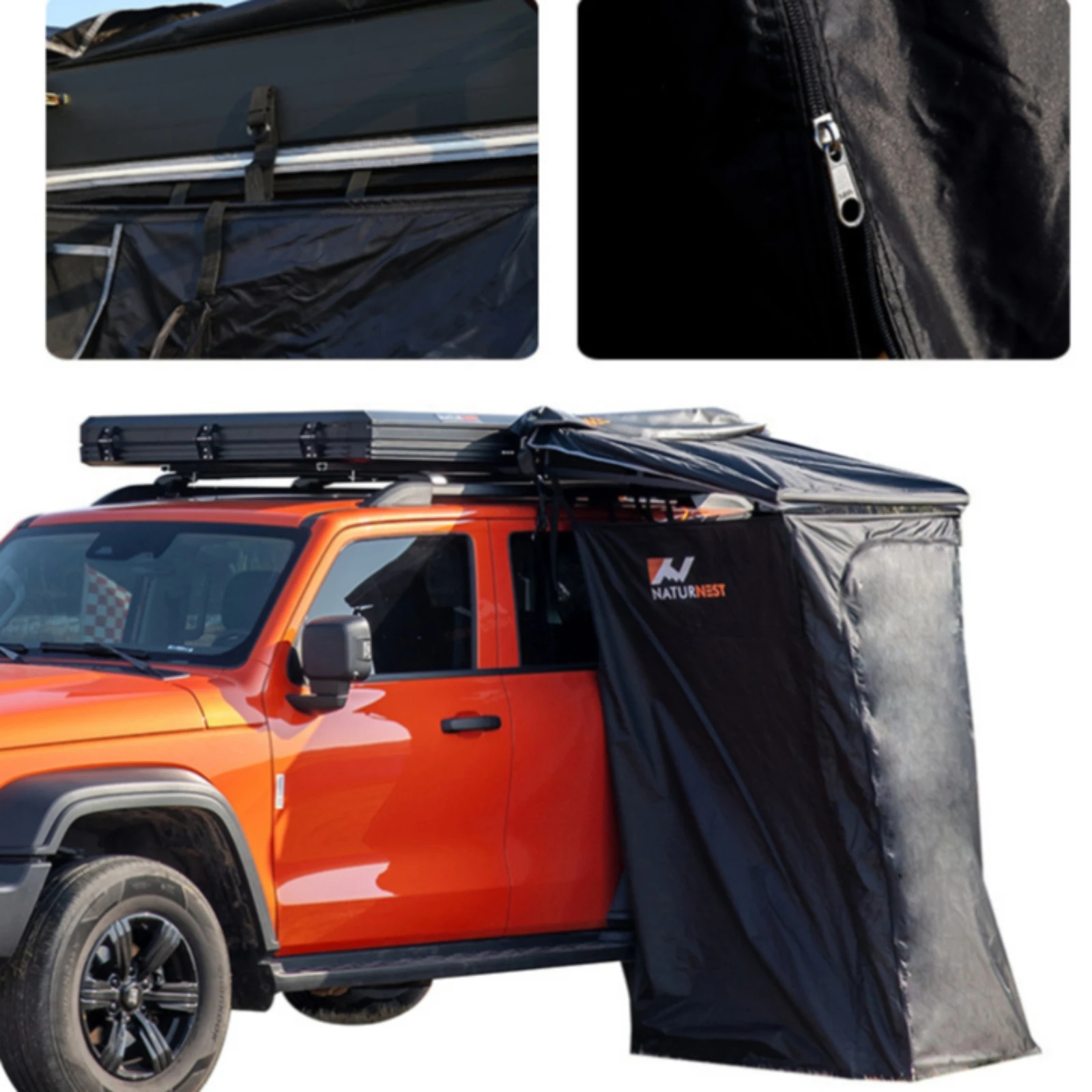 Car Shower Tent Moisture-Resistant Car-Side Tent with LED Light Portable Changing Room Private Weatherproof for Overlanders view 5