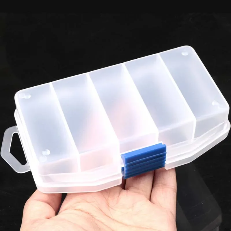 High Quality 5 Compartments Transparent Visible Plastic Fishing Tackle Box Fishing Lure Storage Box Case Fish Tool