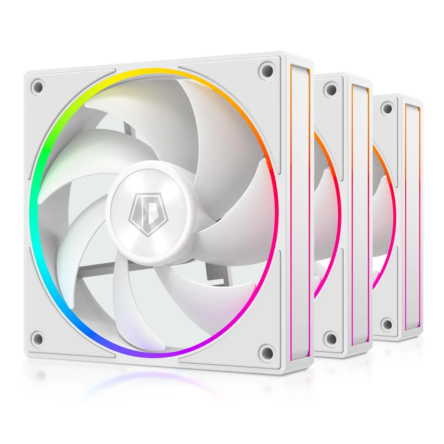 

120mm ARGB PC Cooling Fan 3-Pack White, FDB Bearing, Daisy Chain Connector for Radiator/Case