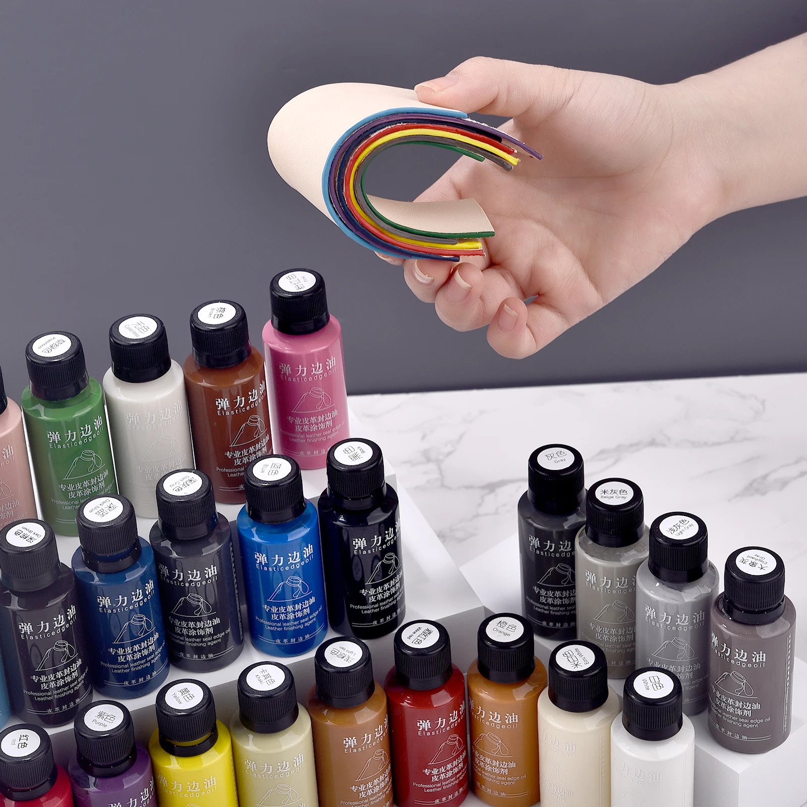 30ml Leather Edge Repair Paint Oil Dye Dressing Color Finish DIY Craft Leather Shoe Bag Coats Leather Elastic Edges Pigment