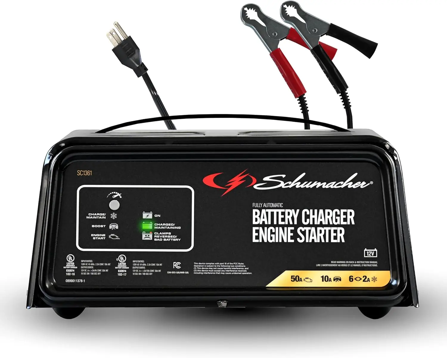 

6A Car Battery Charger and 50A Engine Starter 4 in 1 Solution Maintainer 10A Boost for 12V Power Sport Automotive and Marine