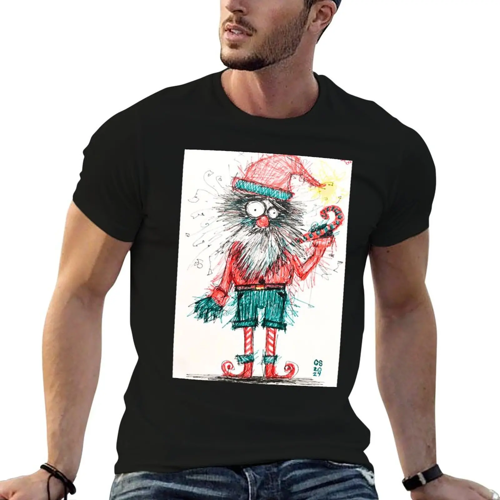 Stressed Santa T-Shirt man t shirts for men cotton t shirt man t shirts for man pack cotton T-shirt